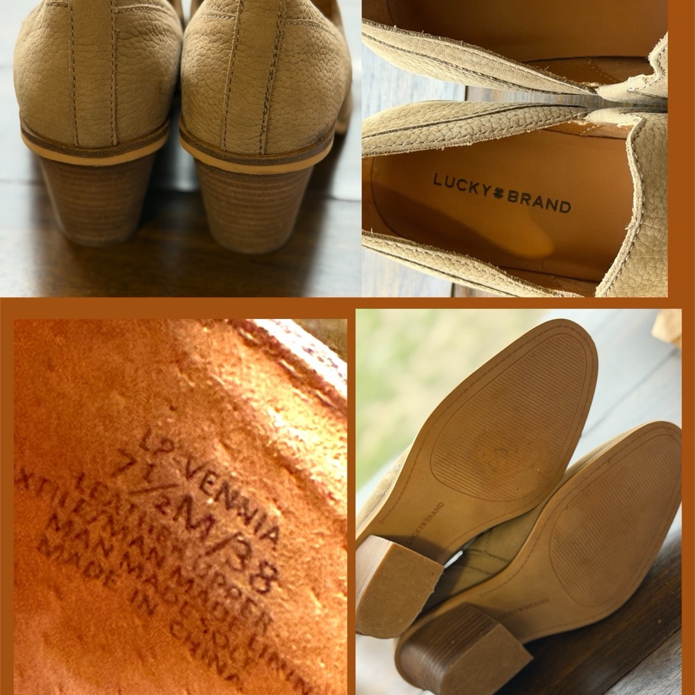 Lucky Brand Venna Leather Ankle Booties Tan Western Block Heel Size 7.5 - Picture 3 of 7